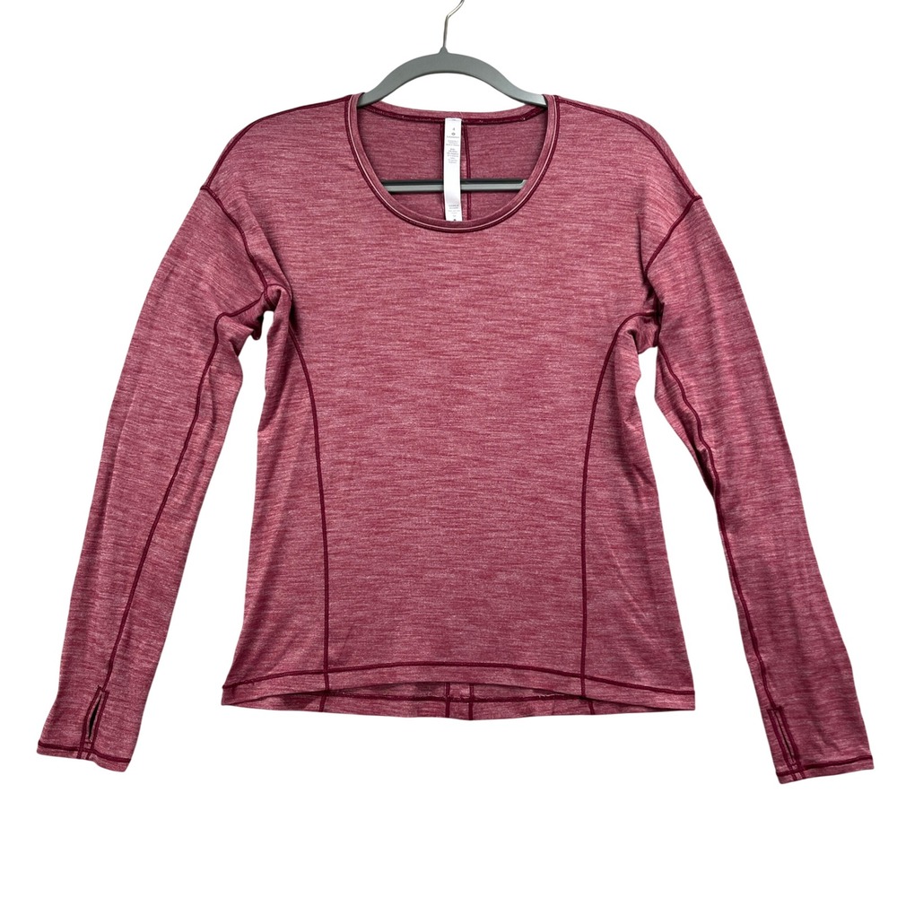 Lululemon Swiftly Tech Long Sleeve Shirt Womens 4 Pink Heathered Activewear Gym